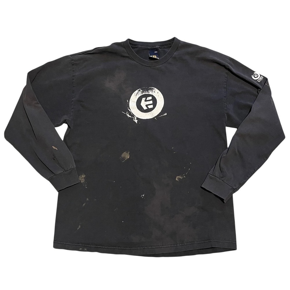 Etnies Long Sleeve Graphic T-Shirt Mens XL Black Skateboarding Distressed Logo